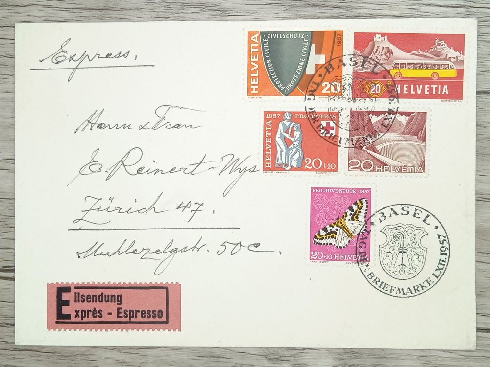 TR107 Enveloppe Timbre Suisse 1957 Kaufen Auf Ricardo