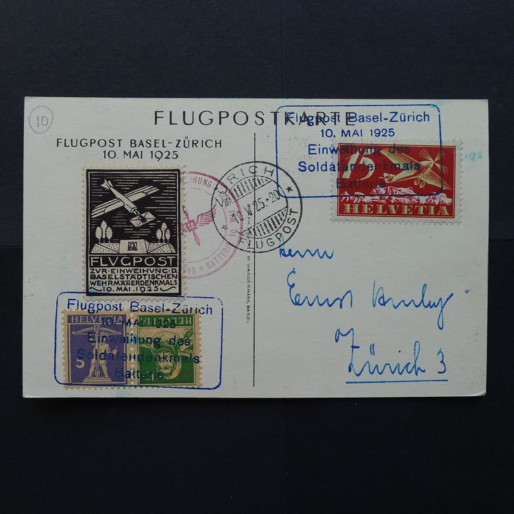 1925 Flug Karte von ZÜRICH mit VIGNETTE Kaufen auf Ricardo