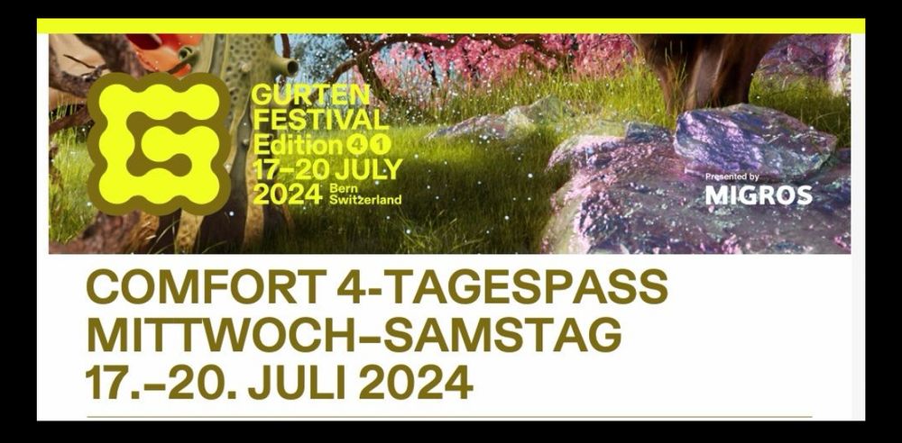 Gurtenfestival Comfort 4 Tagespass 2024 Kaufen Auf Ricardo