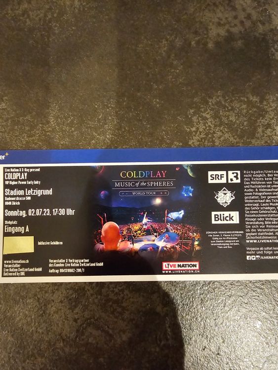 Coldplay Zürich 1 VIP Stehplatz So 02 07 Kaufen auf Ricardo