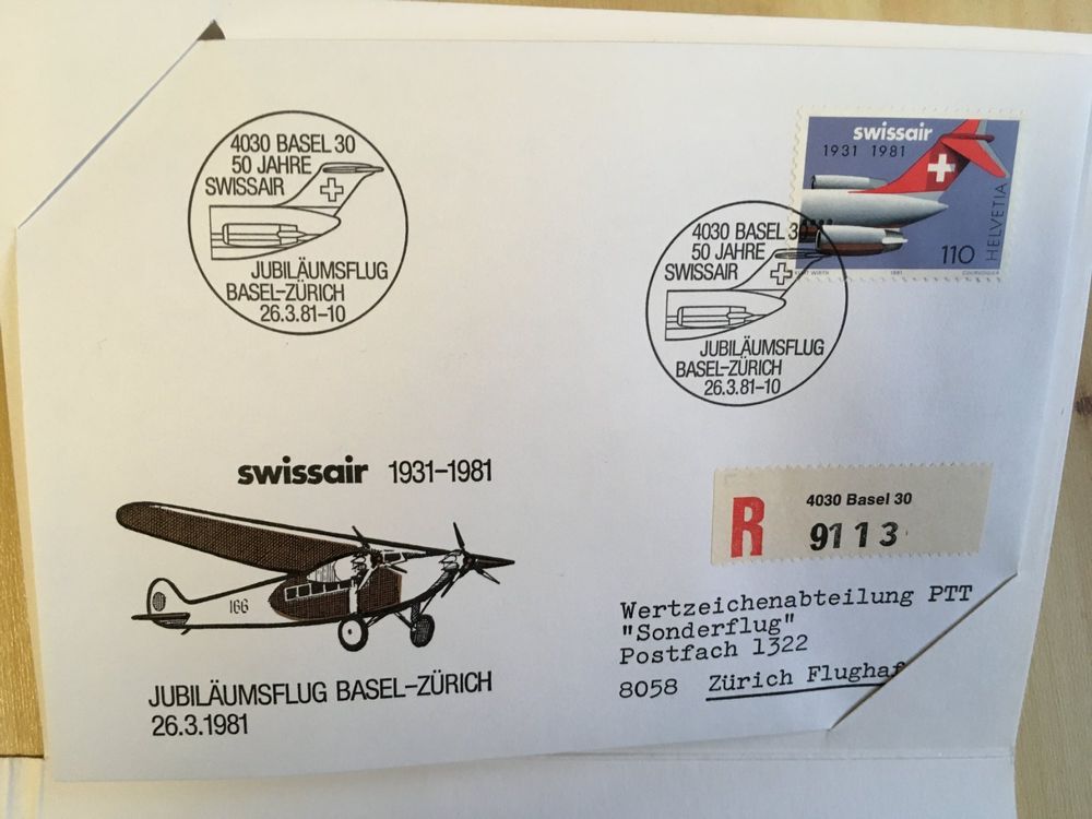 Briefmarken Sonderflüge Swissair 50 Jahre Jubiläum Kaufen auf Ricardo