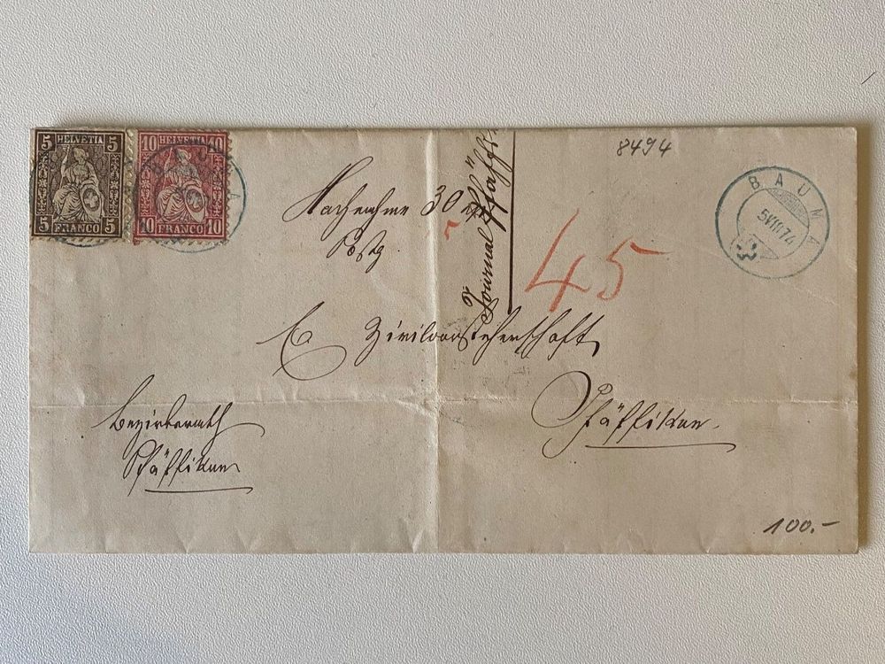 14 1874 Brief Mit 5 Rp 10 Rp Sitzende Helvetia Kaufen Auf