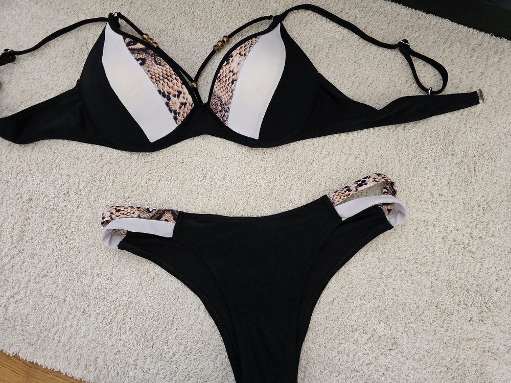 Schlange Bikini Set Schwarz Weiss Gr S neuwertig Neu gemäss