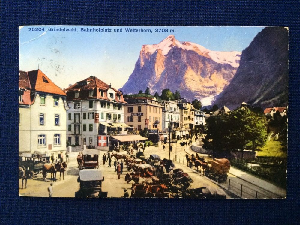 Grindelwald Bahnhofplatz Belebt Kutschen Pferde AK Kaufen Auf Ricardo