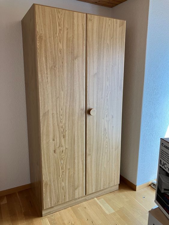 Schrank T Rig Holzdekor Mit Tablaren Und Kleiderstange Kaufen