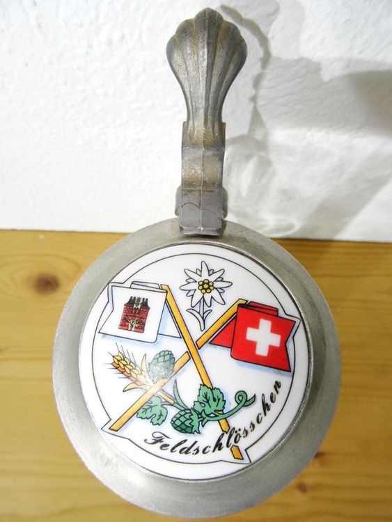 Bierglas Mit Zinndeckel Feldschl Sschen Kaufen Auf Ricardo