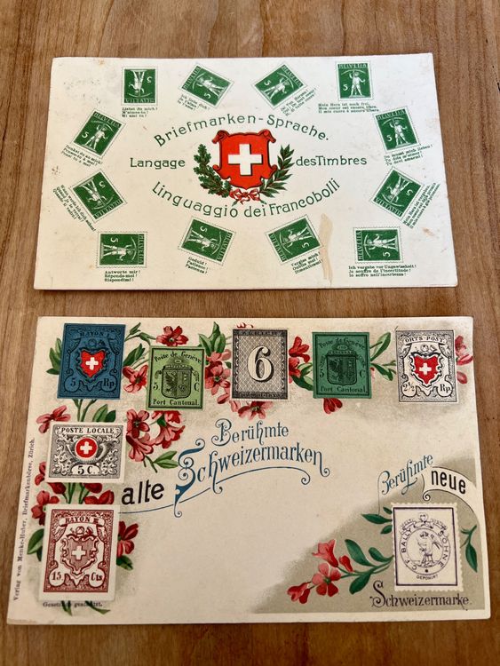 2 AK S Alte Schweizer Briefmarken Briefmarkensprache 1914 Kaufen