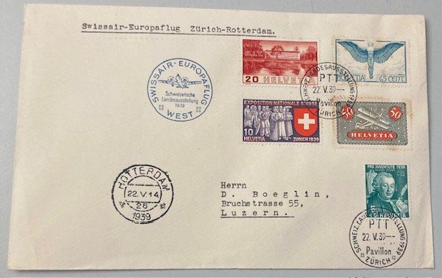 Swissair Europaflug Zürich Rotterdam Landesausstellung 1939 Kaufen