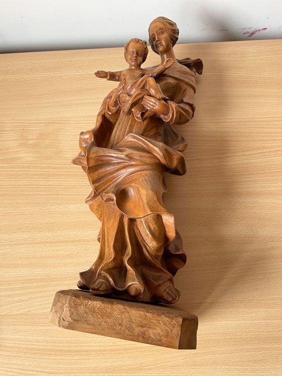 Alte Madonna Mit Kind Holz Skulptur H 47 Cm Kaufen Auf Ricardo