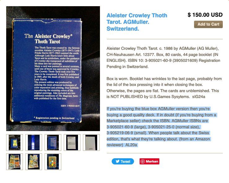 Original Vintage Aleister Crowley Thoth Tarot Karten 1986 Kaufen Auf