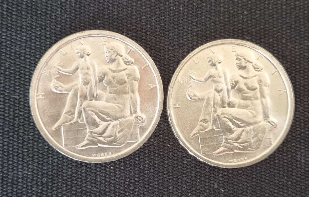 2 STÜCK VERFASSUNG 5 Fr GEDENKMÜNZEN 1948 SILBER Kaufen auf Ricardo