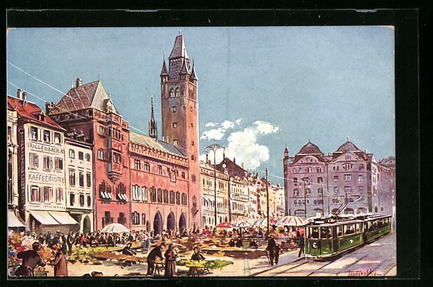 Basel Marktplatz Mit Rathaus Und Strass Kaufen Auf Ricardo