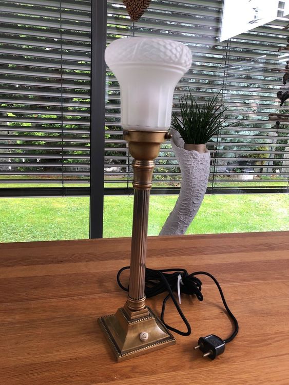 Jugendstil Tischlampe antik Messingständer Druckschalter Kaufen auf