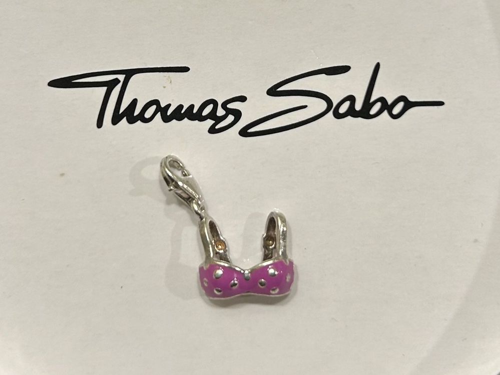 Thomas Sabo Charm Anhänger Bikini BH rosa pink Gebraucht in