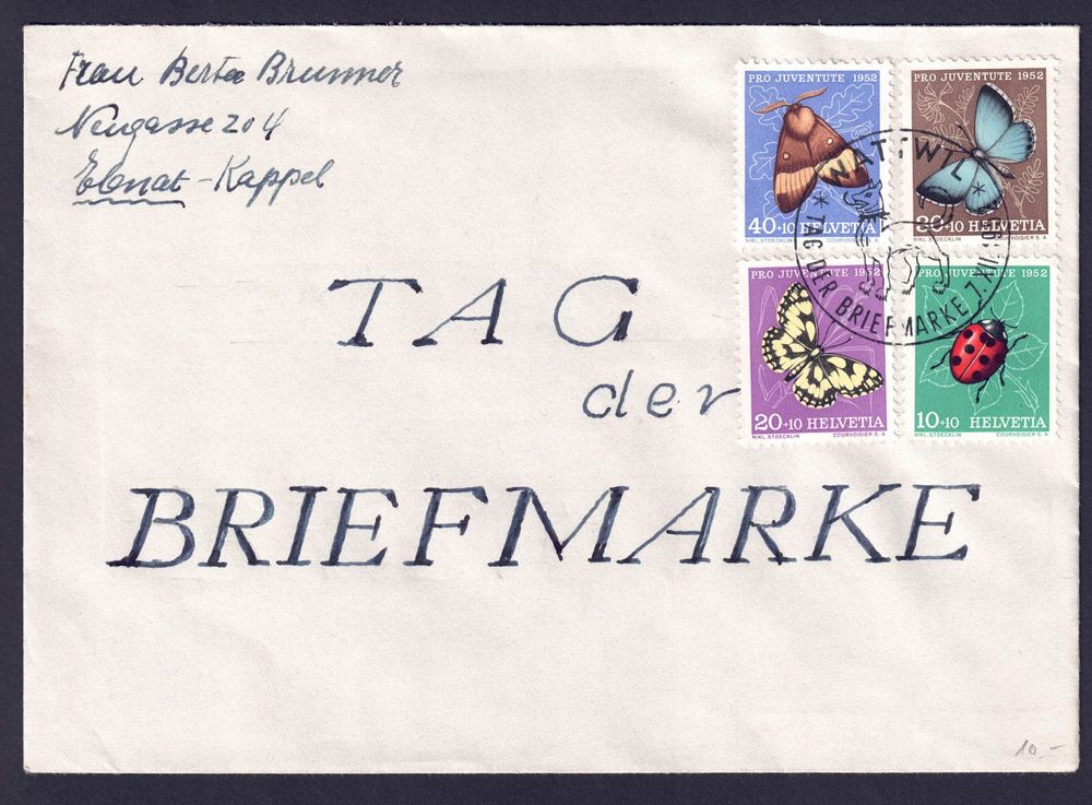 Beleg Tag Der Briefmarke Wattwil Mit Pj Frankatur Kaufen Auf