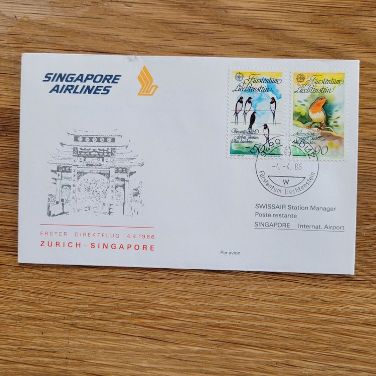 Luftpostbrief Swissair Zürich Singapore 1986 Vaduz Kaufen auf Ricardo