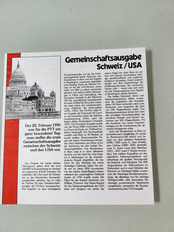 Gemeinschaftsausgabe Schweiz USA 1991 Kaufen Auf Ricardo