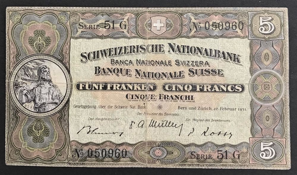 Banknote 5 Franken 22 Februar 1951 Kaufen Auf Ricardo