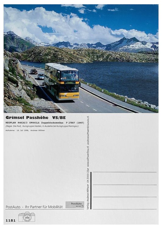 Grimsel Hospiz Obergoms Wallis Bern Postauto Neoplan P 27807 Kaufen