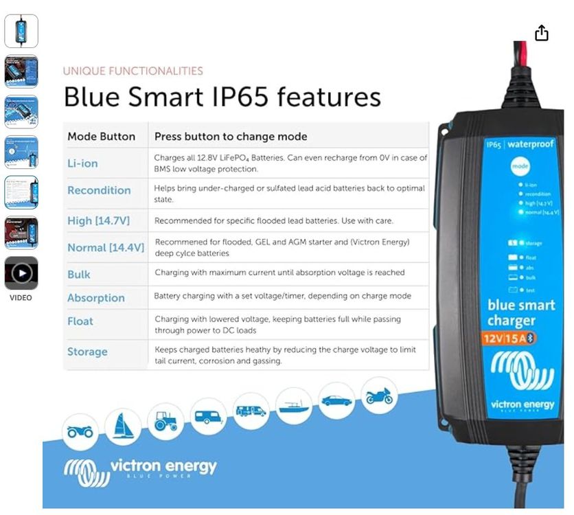 Ladegerät Victron Energy Blue Smart IP65 12 Volt 15 230V Kaufen