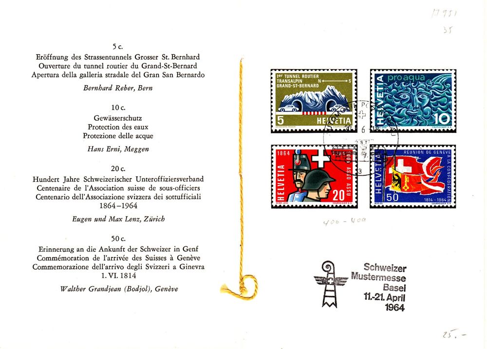 PTT Cachet Set Werbemarken 1964 Mit Muba Flagge 1964 Kaufen Auf Ricardo