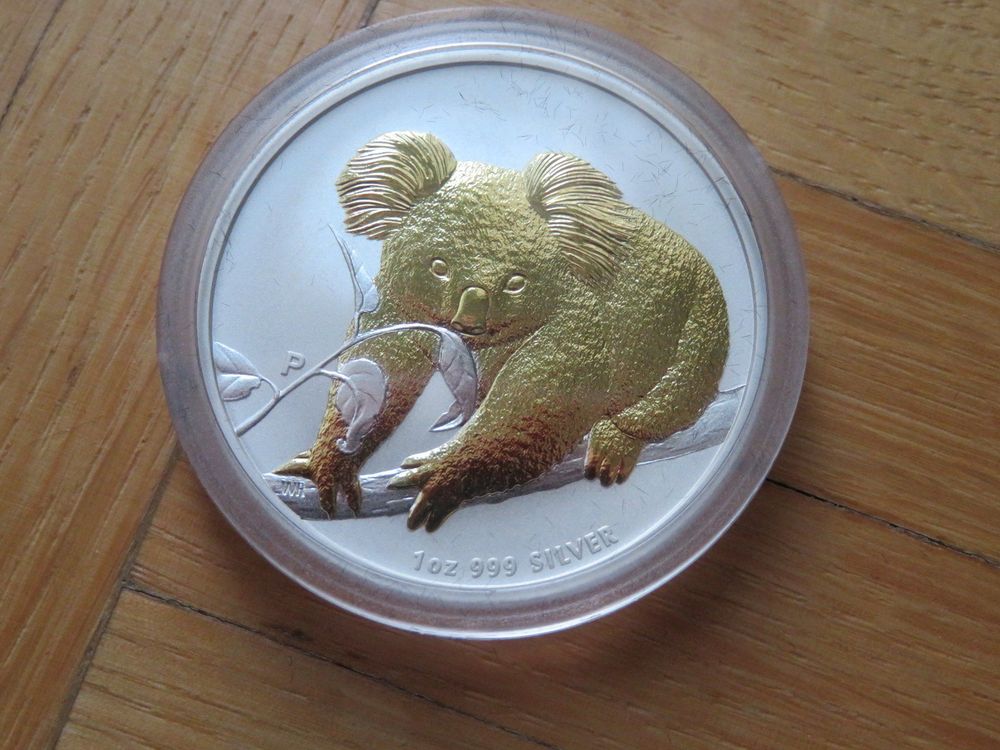 Australien Münze Koala 2010 1 Unze Silber vergoldet gilded Kaufen