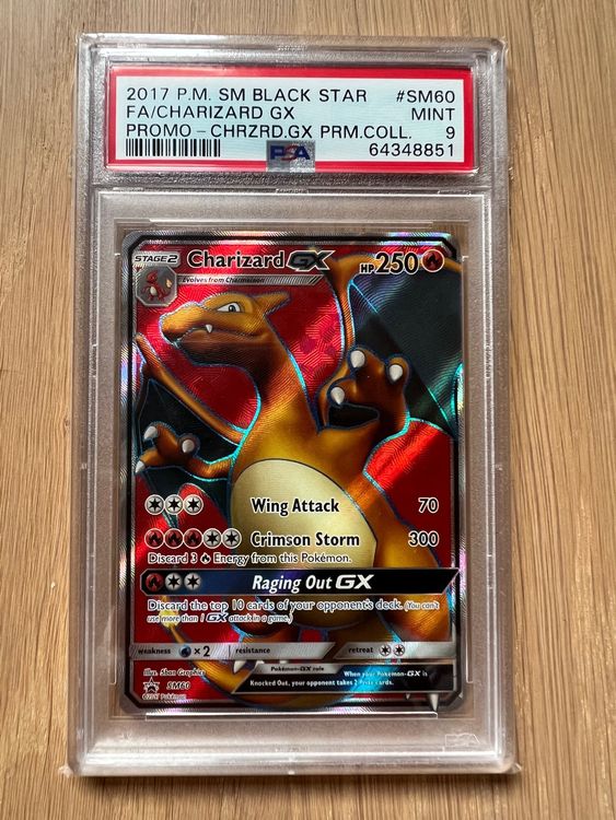 1x POKEMON CHARIZARD GX SM BLACK STAR PROMO CARD PSA 9 MINT Kaufen