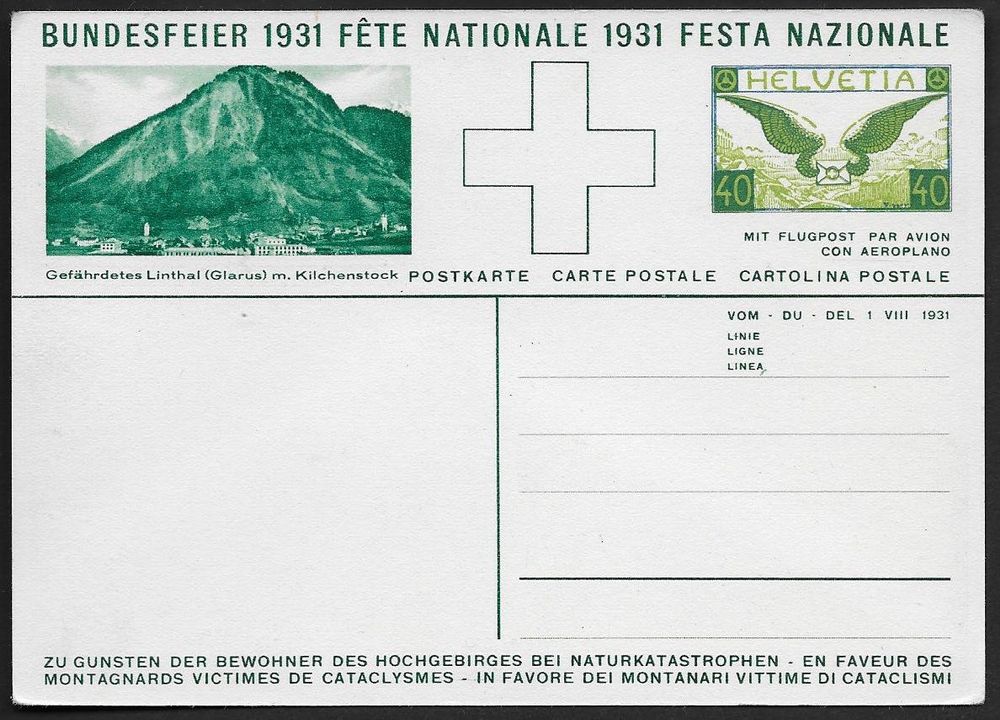 1931 BILD BF Flugkarte 40c Ungebraucht Nr 5II Top Ab 1 Kaufen Auf