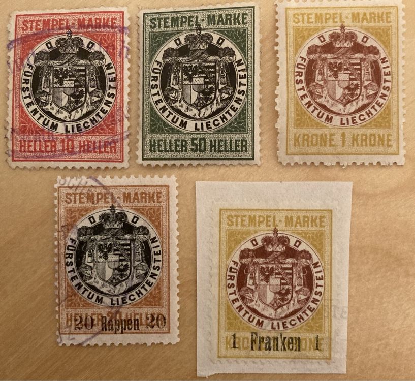 Fiskalmarken Stempel Marken F Rstentum Liechtenstein Fl Li Kaufen