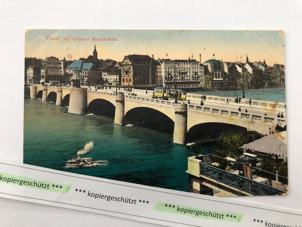 Basel mit mittlerer Rheinbrücke alt AK Kaufen auf Ricardo