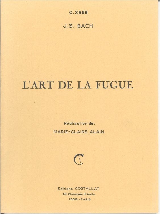 J S Bach L Art De La Fugue R Al M C Alain Kaufen Auf Ricardo