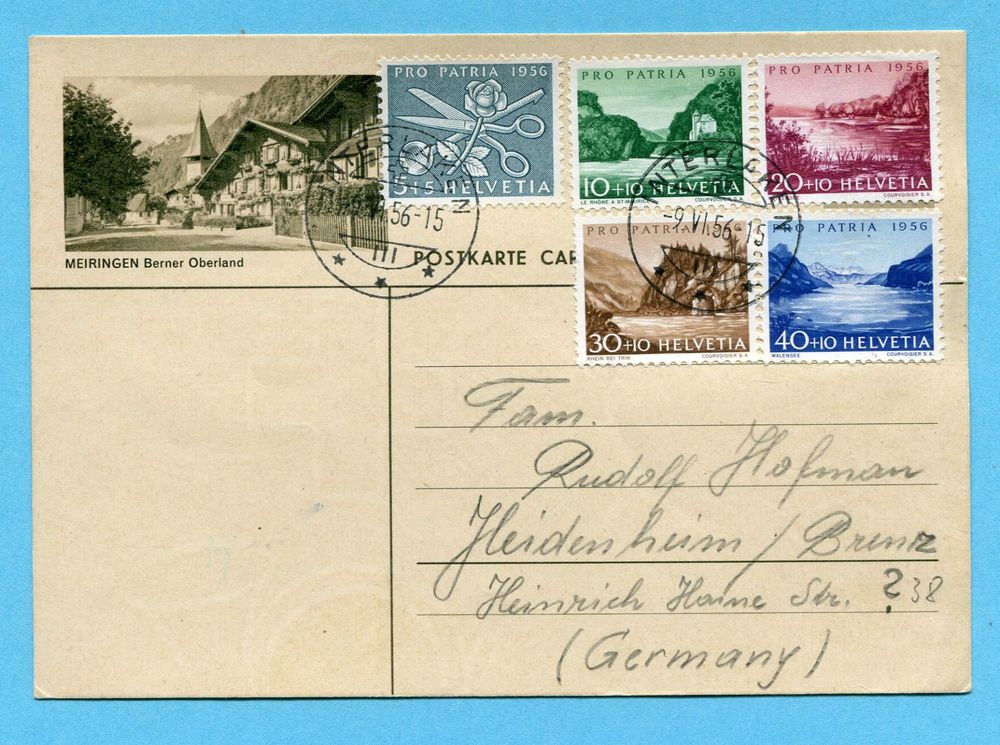 Postkarte Von Interlaken Nach Heidenheim 1956 Mit PP Satz Kaufen Auf