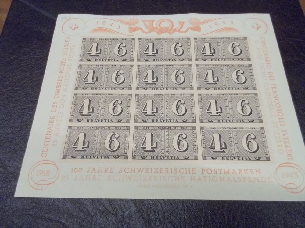 Luxusblatt 1943 100 Jahre Briefmarken Kaufen Auf Ricardo