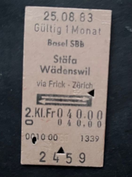 Basel Sbb W Denswil St Fa Via Frick Z Rich Billett Kaufen Auf