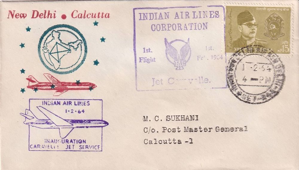 Erstflug Caravelle Indian Airlines New Dehli Calcutta Kaufen Auf