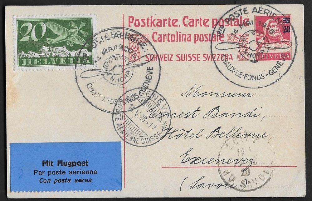 1928 PK NHORA Flug Ch de Fonds Genève Frankreich top ab 1 Kaufen