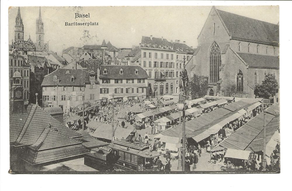 Basel Stadt Barf Sserplatz Marktszene Tram No Kaufen