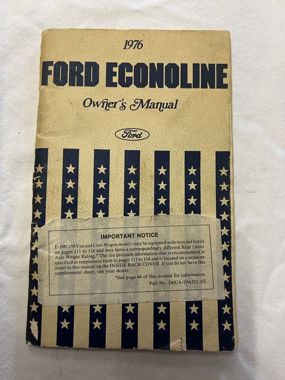 Owners Manual Ford Econoline Kaufen Auf Ricardo