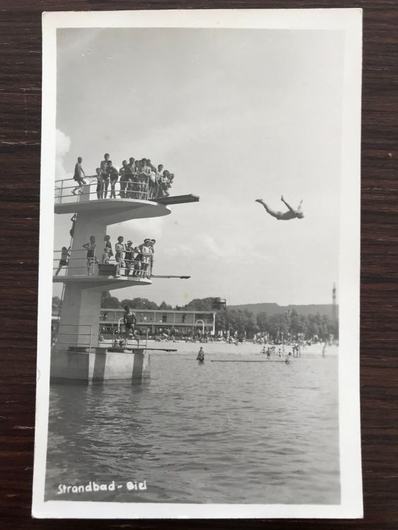 Fotokarte Biel Bienne Strandbad Belebt Sprungturm Kaufen Auf