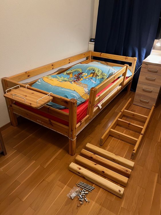 Kinderbett Mit Hochbett Option Leiter Matratze Und Vorhang Kaufen