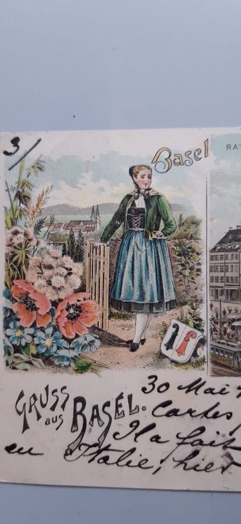 Ak Litho Gruss Aus Basel Rathaus Marktplatz Basler Tracht Bs Kaufen