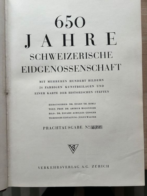 650 Jahre Schweizerische Eidgenossenschaft Prachtausgabe Kaufen Auf