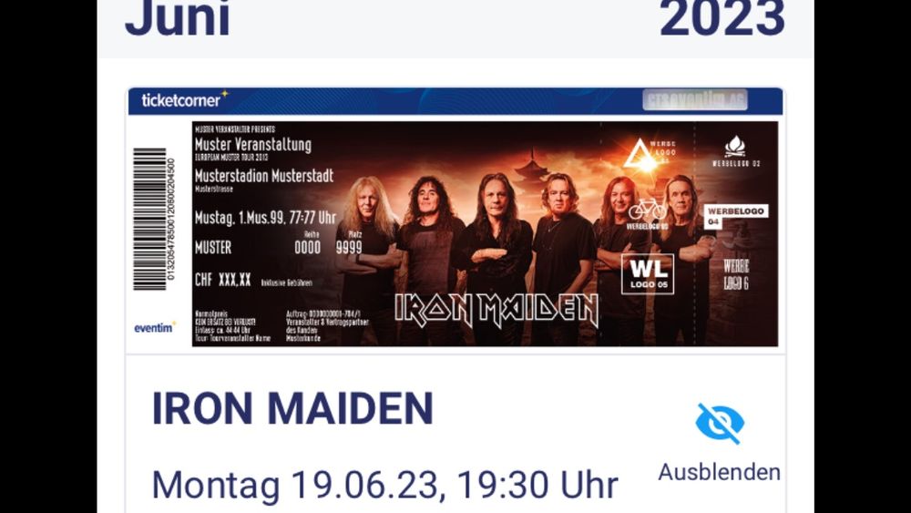 Iron Maiden Z Rich Stehplatz Innenraum Kaufen Auf Ricardo