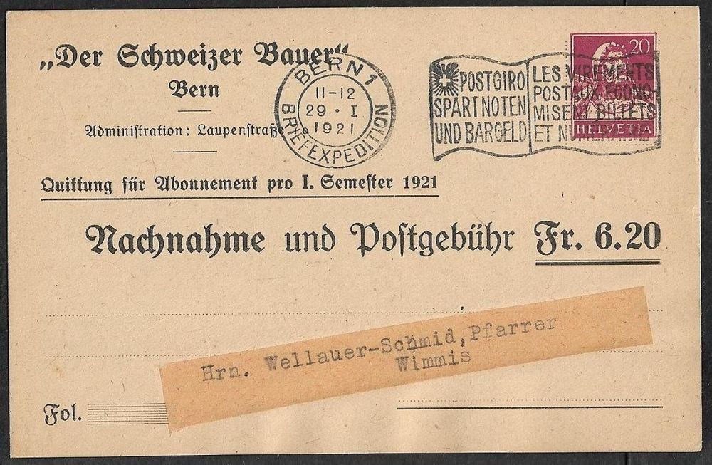 1920 NN Ganzsachenkarte Bern Tell 20Rp Kaufen Auf Ricardo