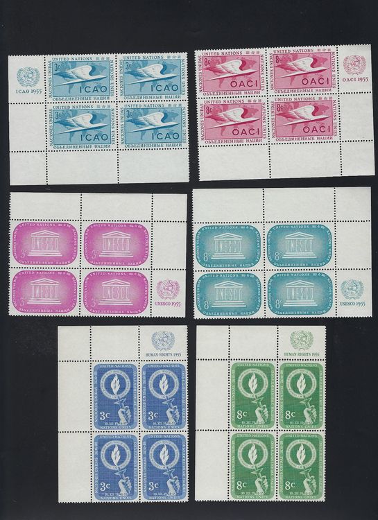 UNO New York 1955 Sechs 4er Blocks Mit RZf Postfrisch Kaufen Auf