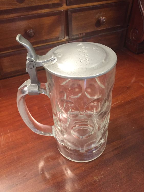 Antiker Bierkrug Aus Glas Mit Zinndeckel Bierseidel Kaufen Auf Ricardo