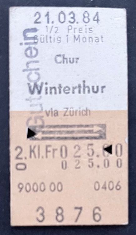 Chur Winterthur Via Z Rich Billett Kaufen Auf Ricardo