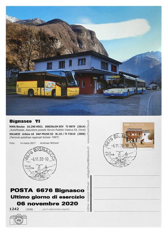 Bignasco Vallemaggia Ticino Letzttag Post Postauto Bus Fart Kaufen