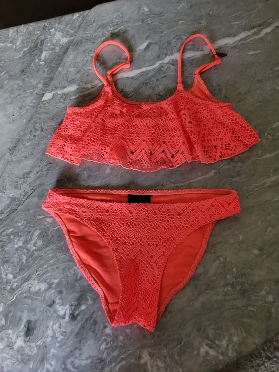 Neonpinker Mädchen Bikini Gr Spitzenoptik Gebraucht in