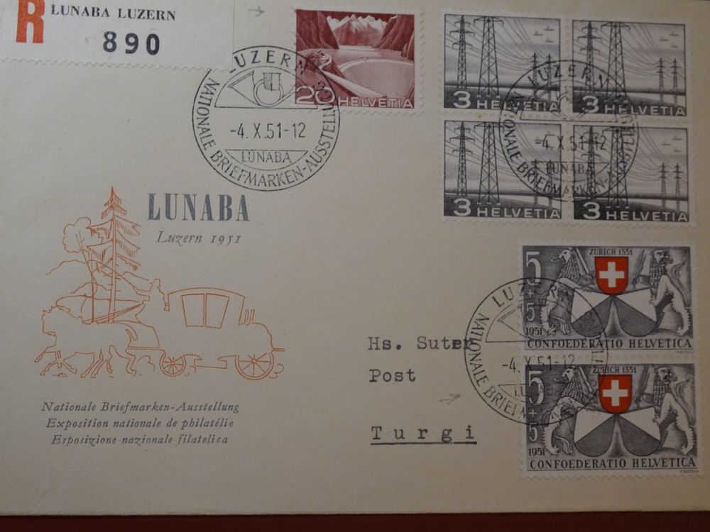 4 X 51 NATIONALE BRIEFMARKEN AUSSTELLUNG LUNABA LUZERN Kaufen Auf